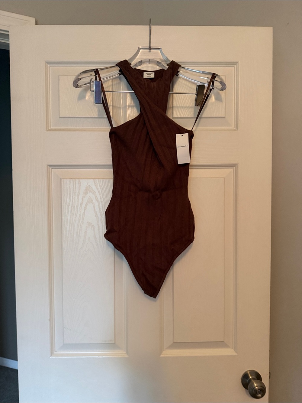 Abercrombie & Fitch Brown Ribbed Cross-Back One-Piece